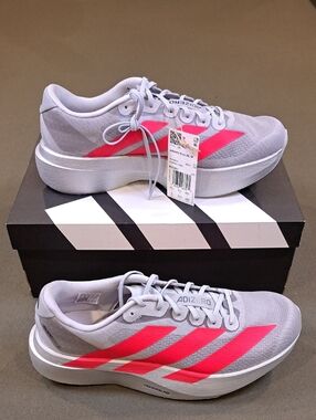 Adidas Adizero EVO SL Shoes - Color: Silver/Red/Iron - Size: Men 9